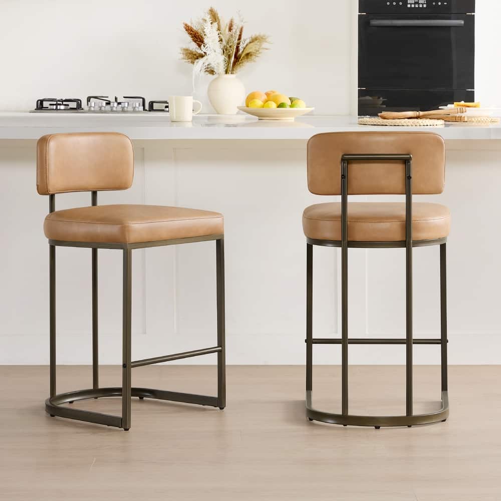 Spruce & Spring Arthur 26 inch Counter Height Bar Stool Set with Brass Frame