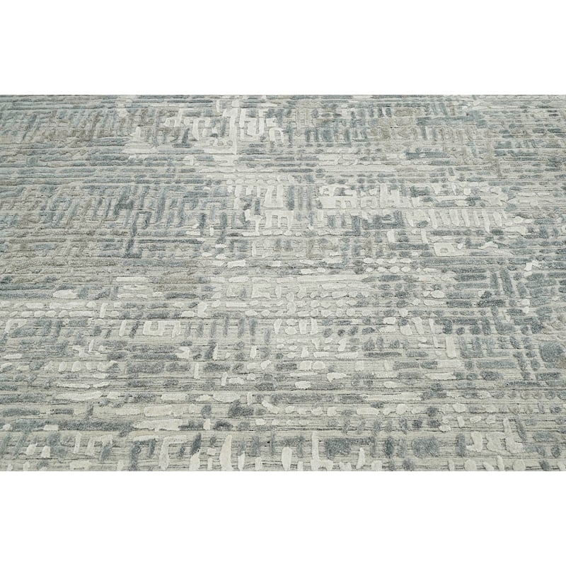 Hand Knotted Gray Tibetan Wool/Bamboo Silk Modern Oriental Area Rug