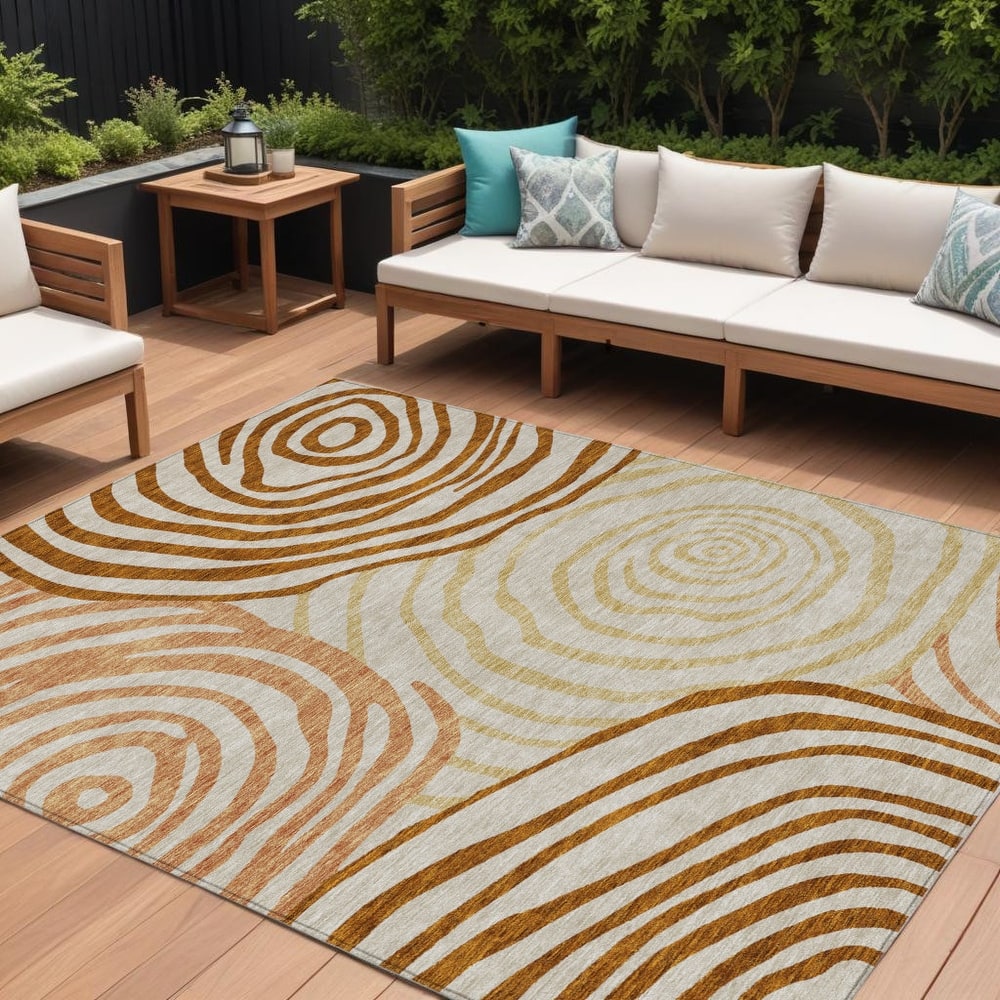 HomeRoots Abstract Transitional Rectangle Outdoor Rug