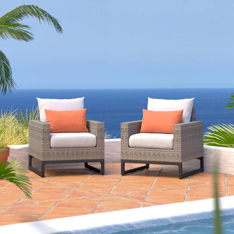 Milo Grey 2 Piece Sunbrella Outdoor Patio Club Chairs