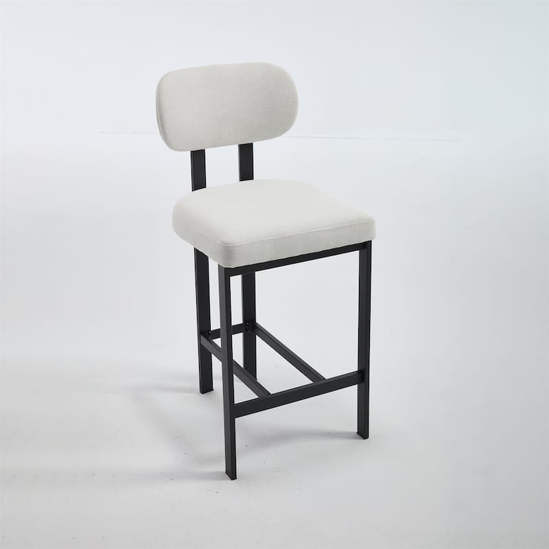 Modern Upholstered Fabric Barstools with Metal Legs (Set of 2)
