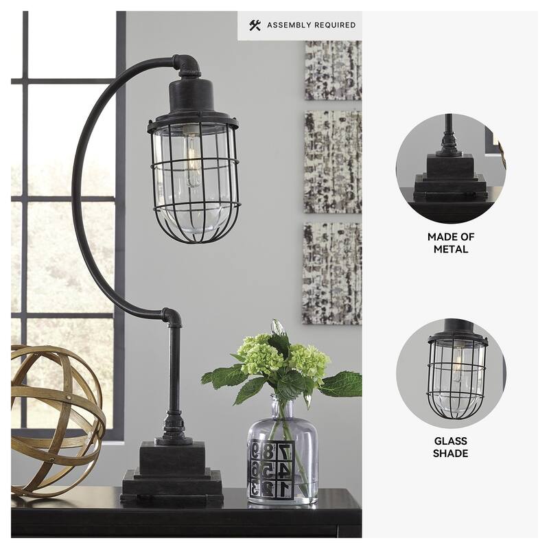 Jae Antique Black 33 Inch Metal Desk Lamp