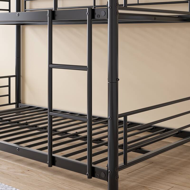 Triple Platform Beds, Twin over Twin over Twin, Heavy Duty Metal Bunk Bed Frame for 3 Kids, Detachable into 3 Separate Beds