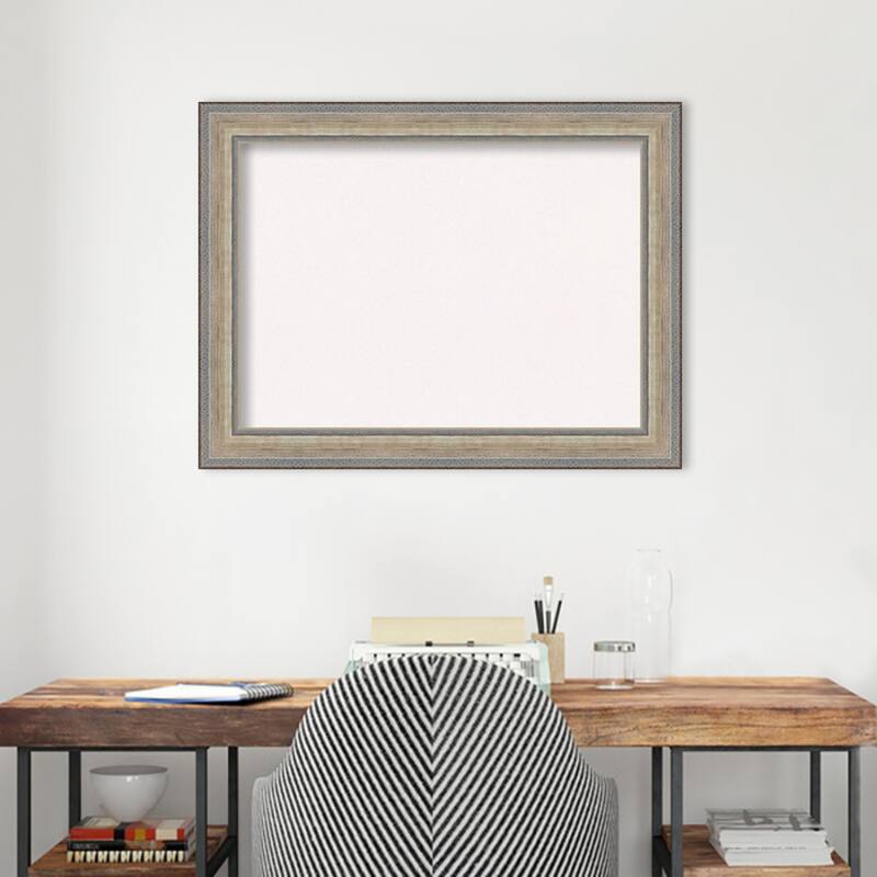 Fleur Champagne Silver Wood Framed White Corkboard Bulletin Board