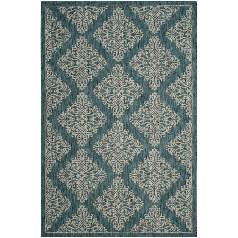 SAFAVIEH Courtyard Indoor/ Outdoor Waterproof Patio Backyard Rug - 8' x 11' - Blue/Grey