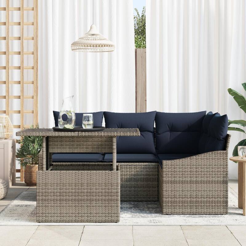 vidaXL 5 Piece Garden Sofa Set with Cushions - 70.3×48.6×27.2