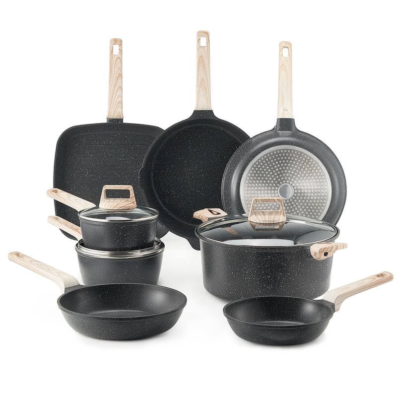 Aluminum Cookware Set with Non-Stick Pans and Lids