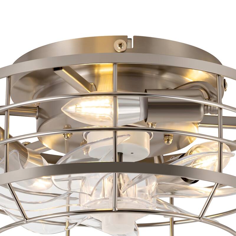 12" Low Profile Enclosed Cage Ceiling Fan with Light and Remote