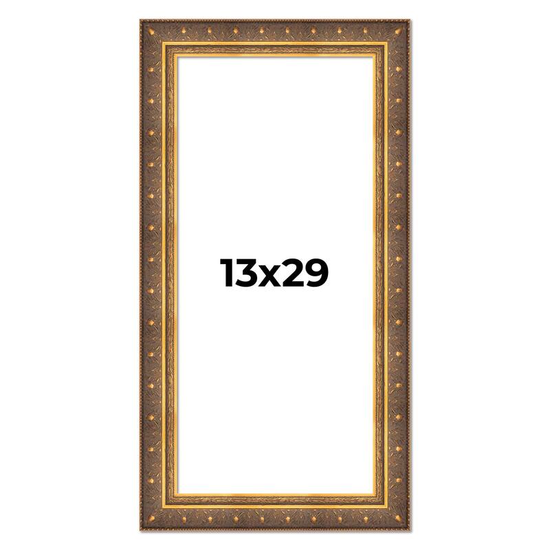 13x29 Frame Vintage Gold Solid Wood Picture Frame | 2.5 Inch Moulding