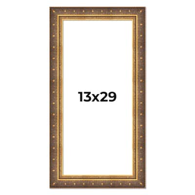13x29 Frame Vintage Gold Solid Wood Picture Frame | 2.5 Inch Moulding