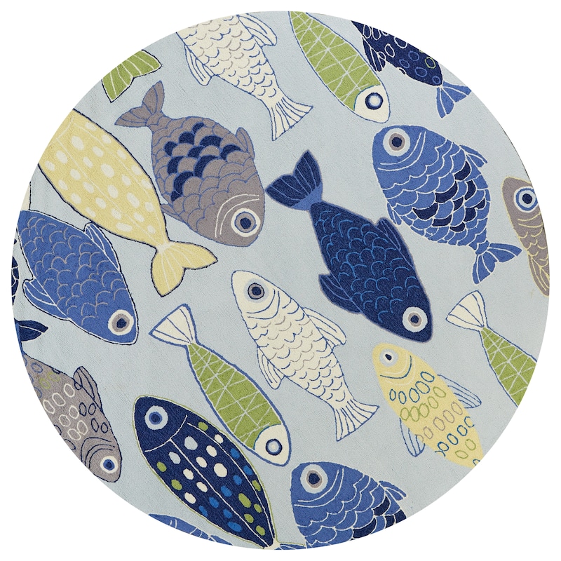 Domani Mohana Light Blue Aquamarine Hand-hooked Area Rug - 7'6" Round - Light Blue