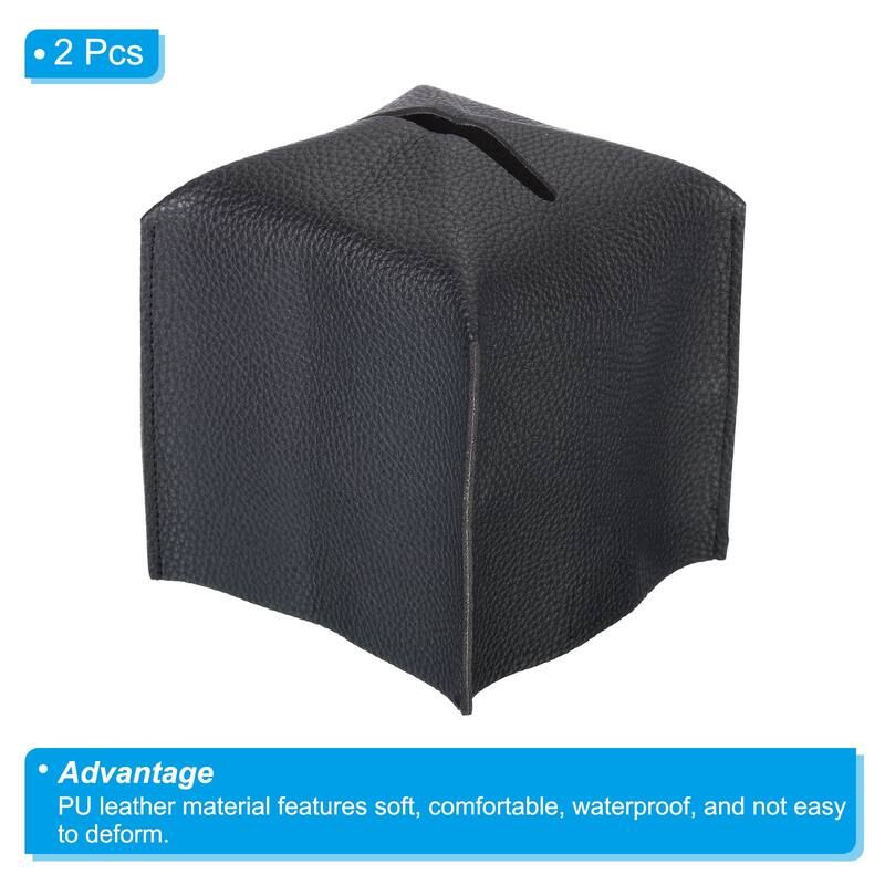 5x5x5" Tissue Box Cover PU Leather Decorative Holder Dispenser
