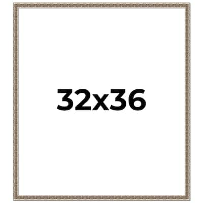 32x36 Frame Silver Versailles Ornate Solid Wood Picture Frame | 1 Inch