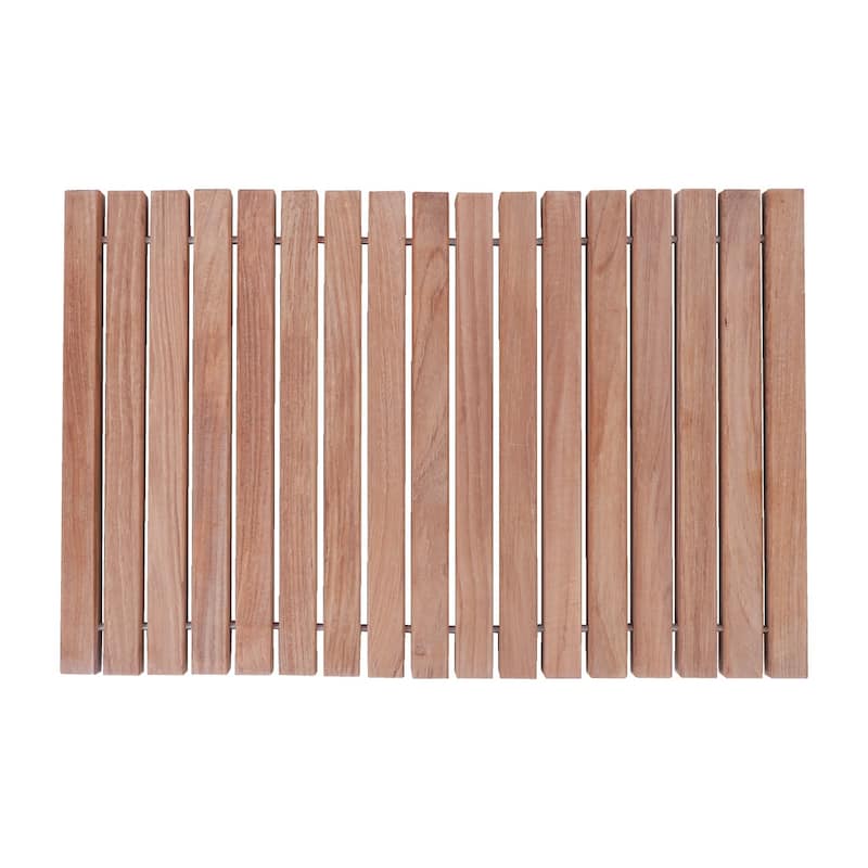 Nordic Style Teak Natural String Shower/Bath Mat with Rubber Feet 23.62" x 15.75"