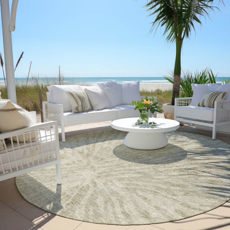 Machine Washable Indoor/ Outdoor Chantille Contemporary Burst Rug - Taupe - 8' x 8'