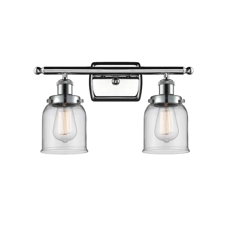 Innovations Lighting Small Bell 2 Light 16" Wide Vanity Light - Polished Chrome / Clear