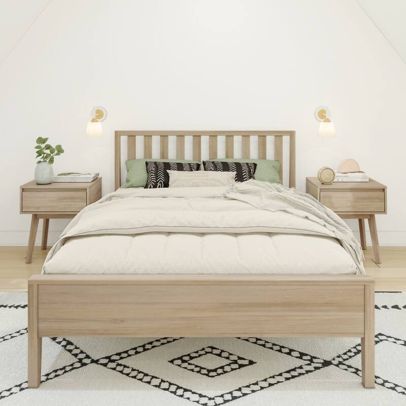 Max and Lily Scandinavian Full-Size Bed with Slatted Headboard