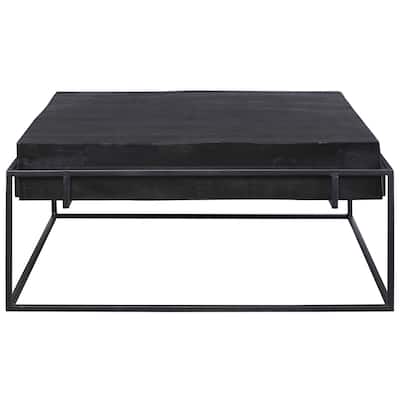 35" Black Modern Style Rectangular Coffee Table