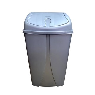 YBM Home Portable Plastic Trash Can with Dual Swing Lid