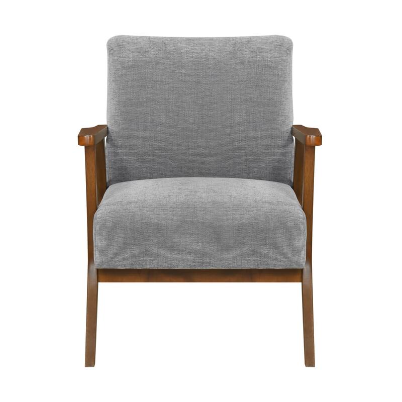 Sutton 27.5" Chenille Accent Chair - Chestnut Finish Solid Wood Frame