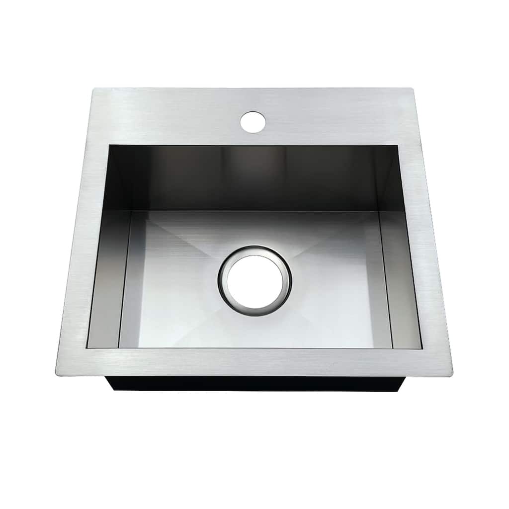 Kingston Brass Uptowne 19-Inch Stainless Steel Undermount or Drop-In 1-Hole Single Bowl Dual-Mount Kitchen Sink in Brushed
