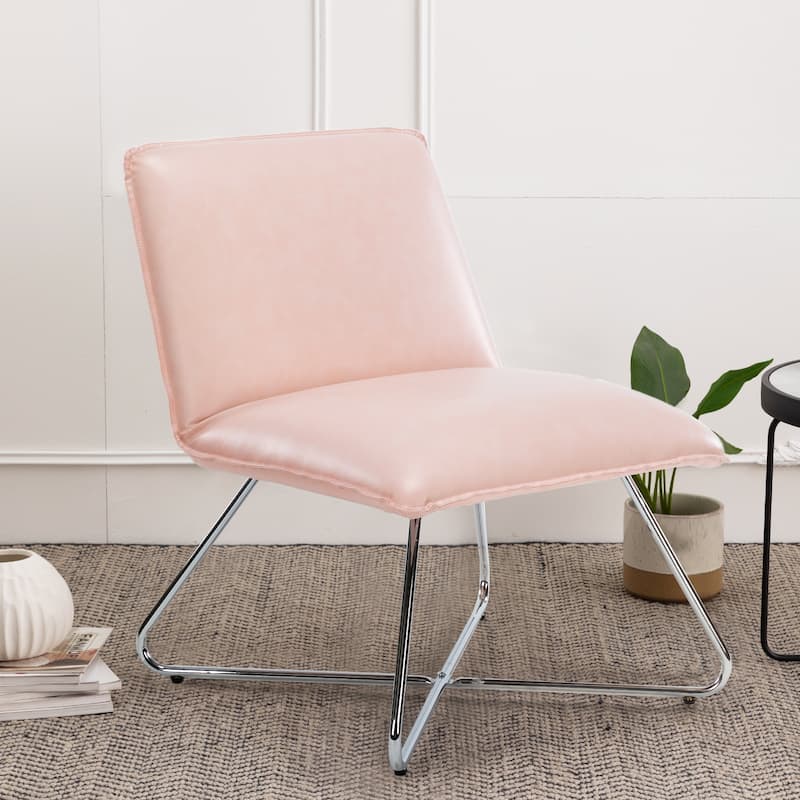 LUE BONA Mid Century Faux Leather Accent Chair With Adjustable Backrest - 31.5'' H X 22.2'' W X 23.6'' D