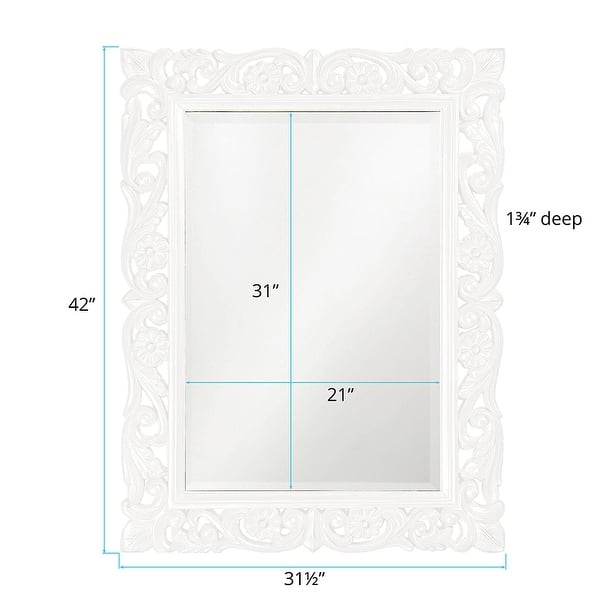 Allan Andrews Chateau Mirror - Glossy White - 31.1/2" x 42" x 1.3/4