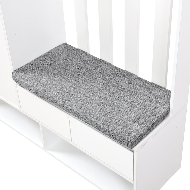 Roomfitters Modern Hall Tree with Storage Bench, Multifunctional Mudroom Cabinet with Pegboard and 4 Hooks