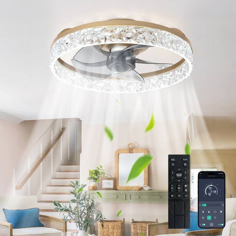 Low Profile Ceiling Fan with Light: 20-16 Inch, App Remote Control, Dimmable 3 CCT LED, 6 Wind Speeds, Ultra Quiet