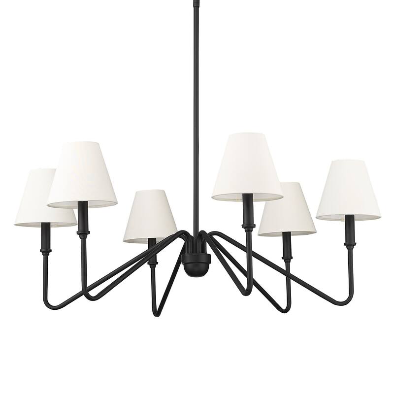 Golden Lighting 3690-6 IL Kennedy 6 Light 35" Wide Chandelier - Natural Black / Ivory Linen Shades