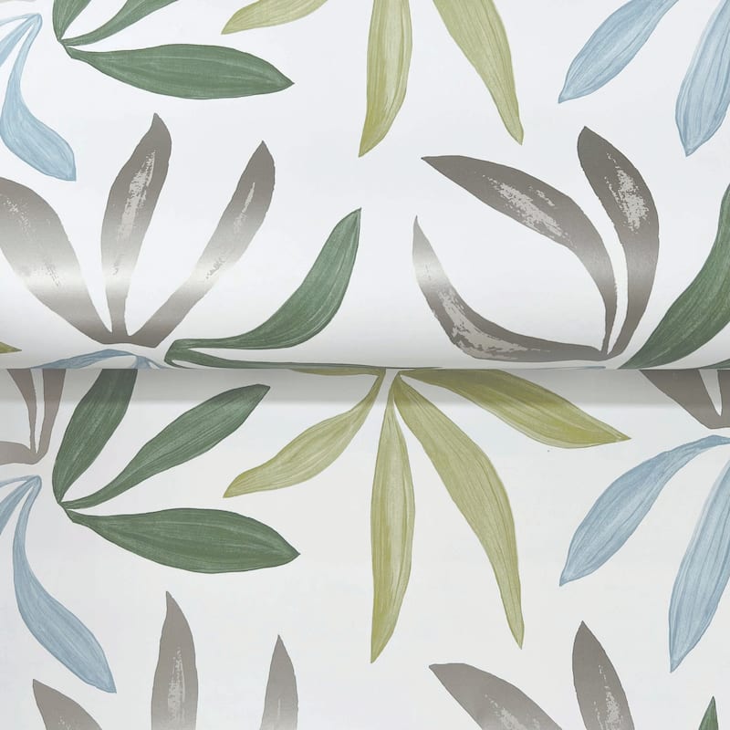 York Wallcoverings Little Garden Alpine and Sky and Silver Wallpaper