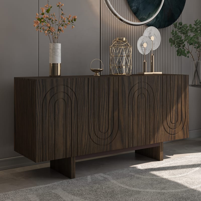 Clihome 63" Modern Buffet Accent Storage Cabinet with 4 Door