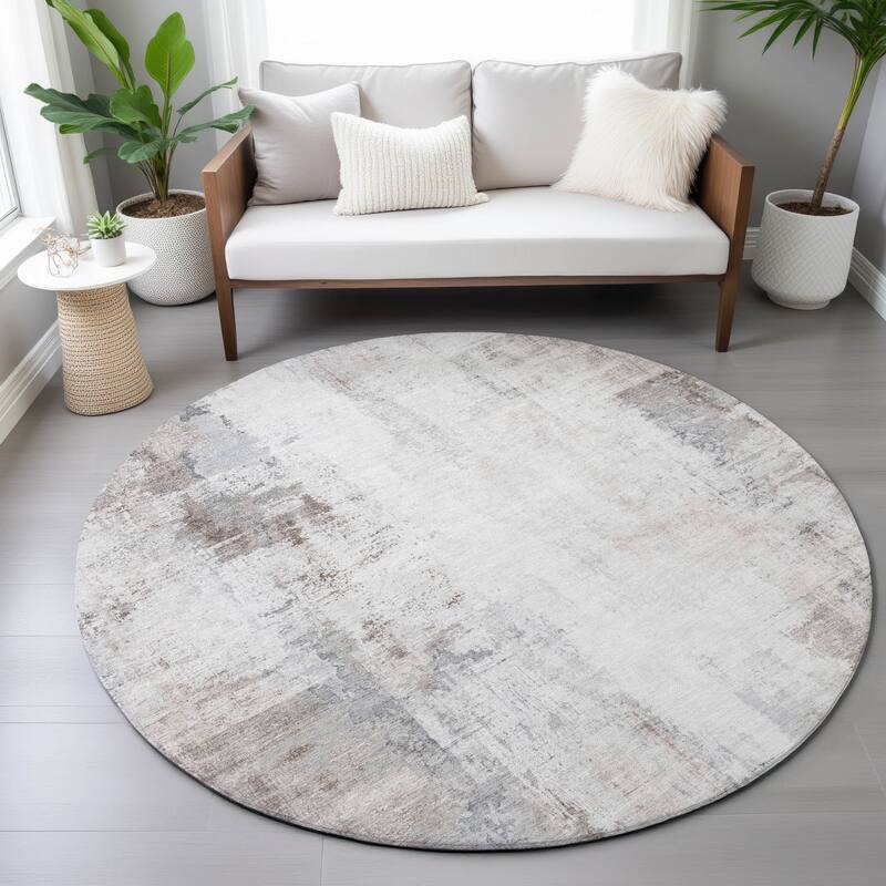 Machine Washable Indoor/Outdoor Abstract Solid Chantille Rug