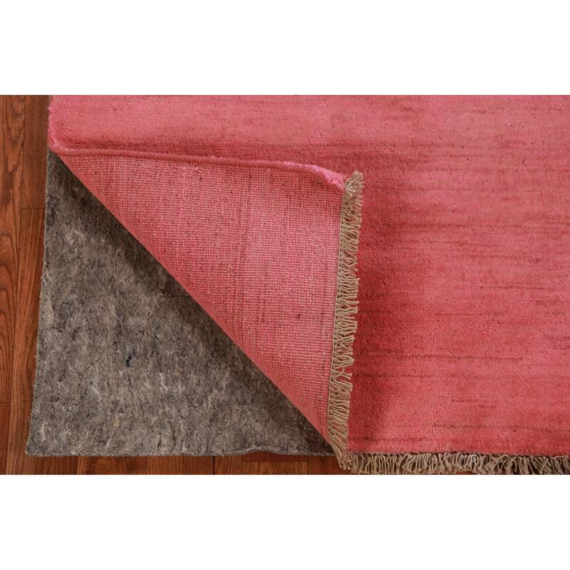 Modern Pink Gabbeh Oriental Rug Hand-Knotted Wool Carpet - 3'4" x 4'10"