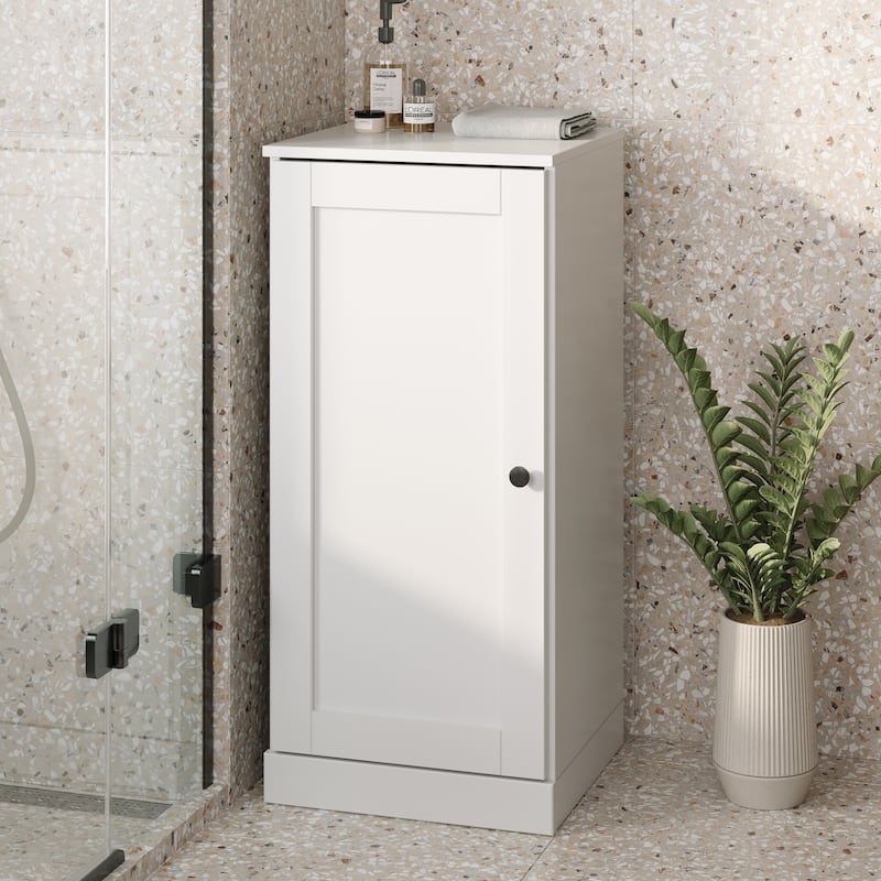 Palace Imports 100% Solid Wood 16.5" Bathroom Storage Cabinet with Shaker Door and Adjustable Shelves - White