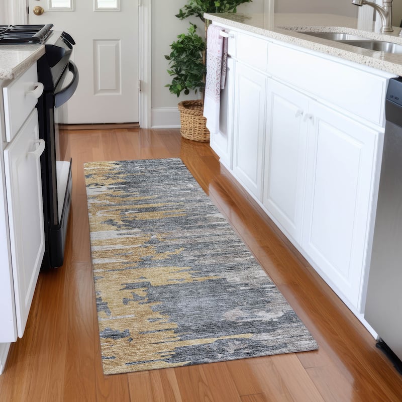 Machine Washable Indoor/ Outdoor Chantille Modern Ombre Rug - Ivory - 2'3" x 7'6"