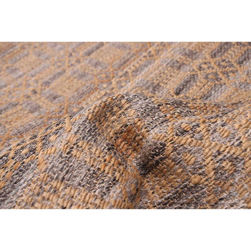 ECARPETGALLERY Flat-Weave Palas Denizli Tan Jute, Rayon Kilim - 5'3 x 7'8