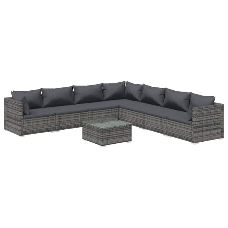 vidaXL Patio Lounge Set Outdoor Sectional Sofa Set Table Garden Poly Rattan