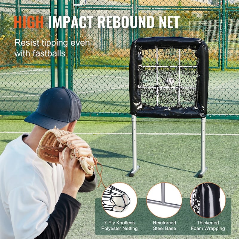 Baseball Softball Pitching Net 9 Hole Strike Zone Trainer with Stakes