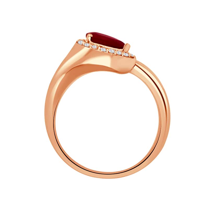 Auriya 14k Gold Ruby and Diamond Pear Halo Bypass Ring 0.13 ct. tw. (F-G, VS)