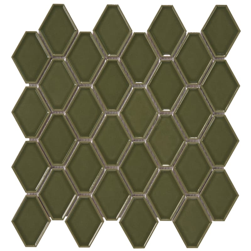 Century Clipped Diamond Porcelain Mosaic Tile - 5 Sheets (5.10 sf) - Green