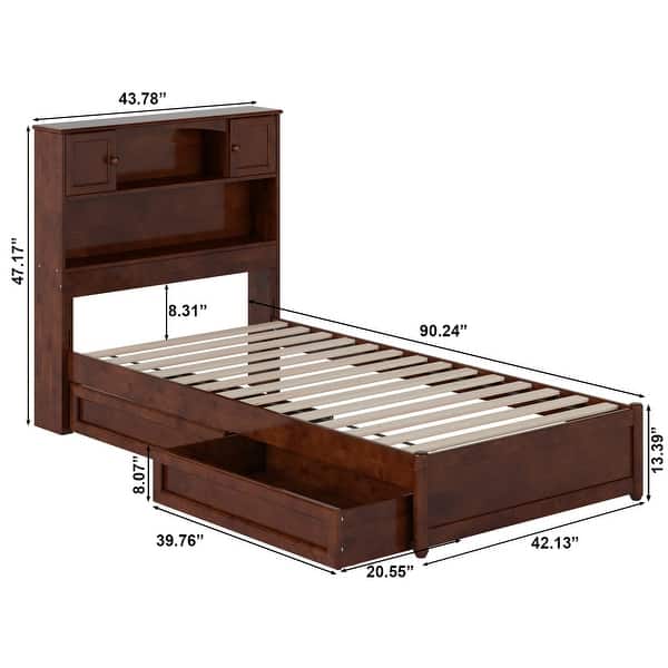 dimension image slide 4 of 6, Hadley Platform Bed with Panel Footboard and Storage Drawers