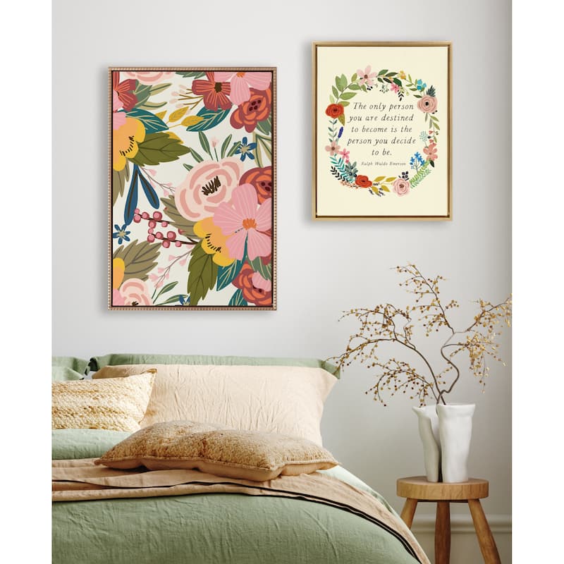 Kate and Laurel Sylvie Beaded Softly Framed Canvas by Mia Charro
