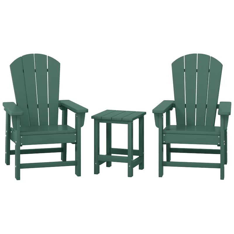 Laguna Kids Outdoor Poly Adirondack Chair With Side Table 3-Piece Set - Dark Green