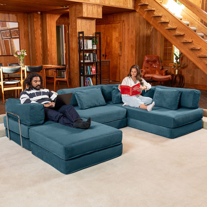 Jaxx Unsofa Modular Convertible Sectional Sofa with Fold Out King Sleeper Bed