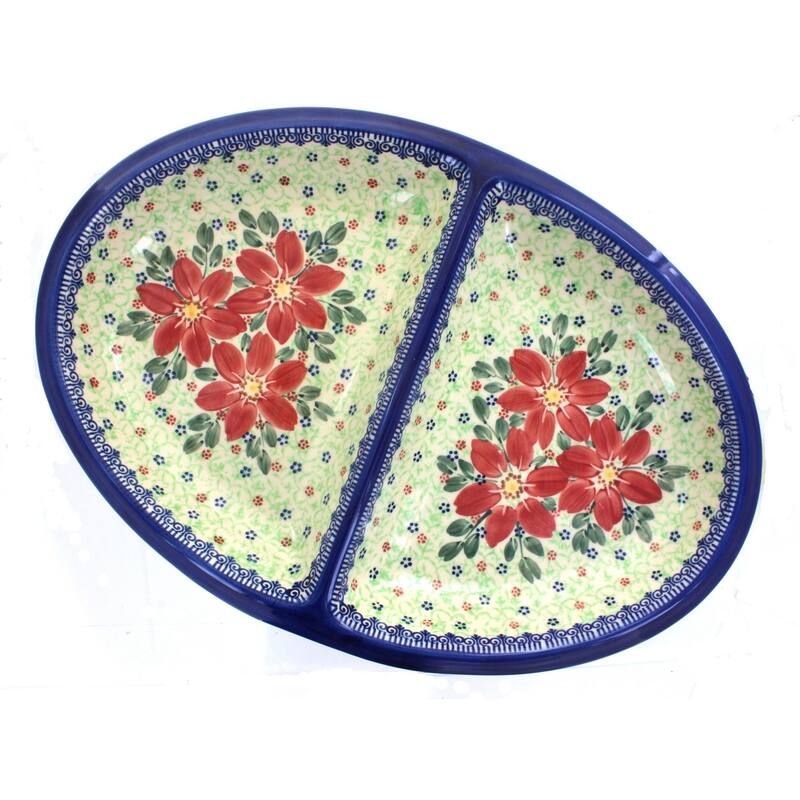 Blue Rose Polish Pottery 203 Vena Divided Dish