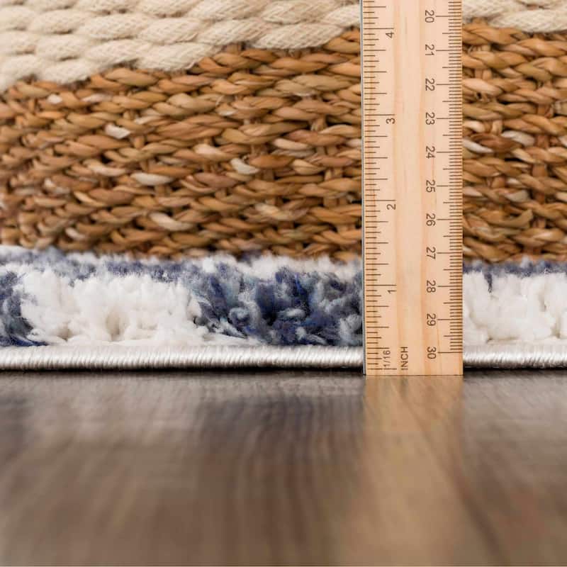 Hauteloom Kieu Hallway, Kitchen Runner Rug - Plush Pile - Driftwood, Black White, Silverton - 2'7" x 7'3"