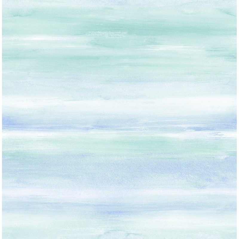 Seabrook Designs Day Dreamers Watercolor Unpasted Wallpaper - 20.5 in. W x 33 ft. L - Periwinkle and Teal