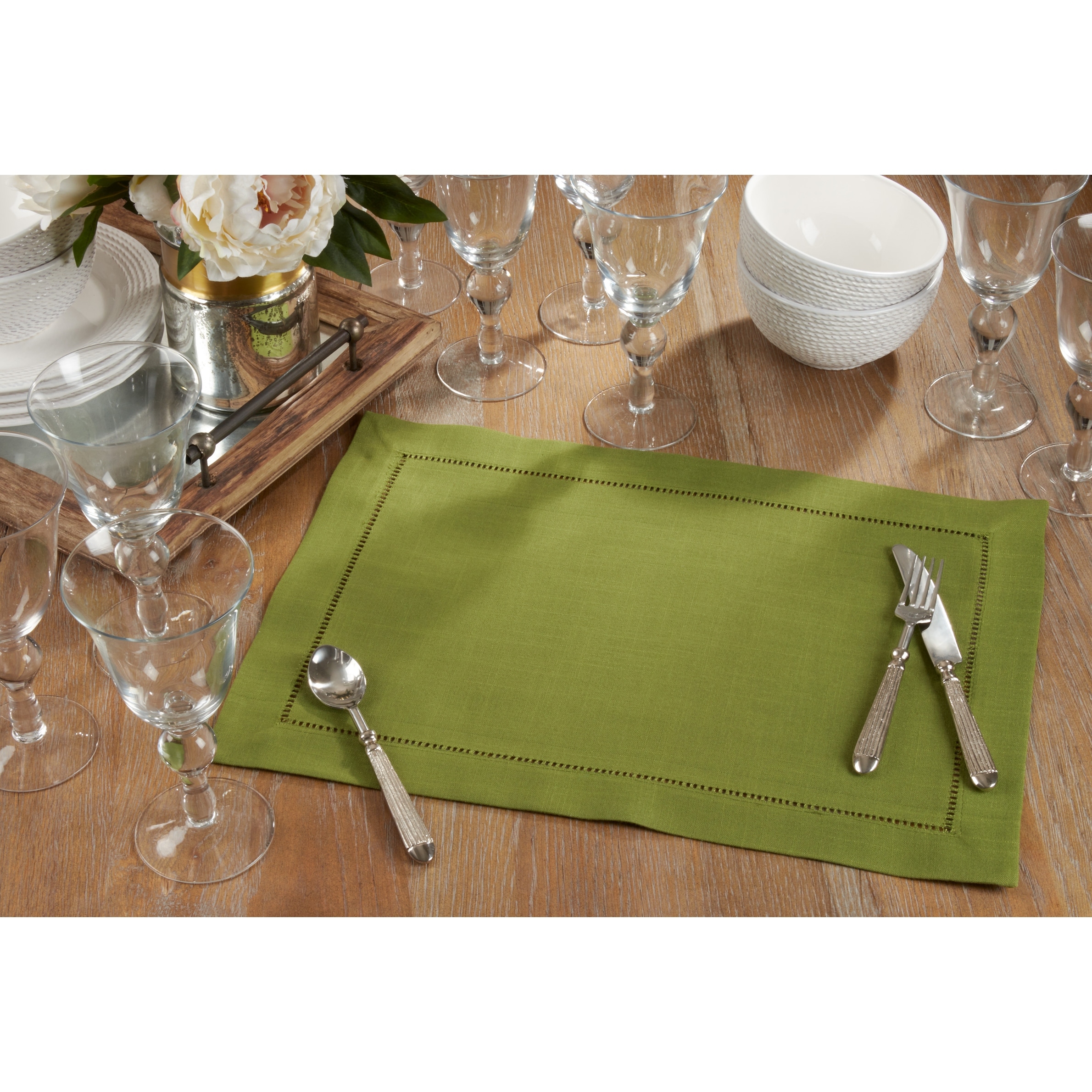 Saro Lifestyle Classic Hemstitch Border Placemat (Set of 12)