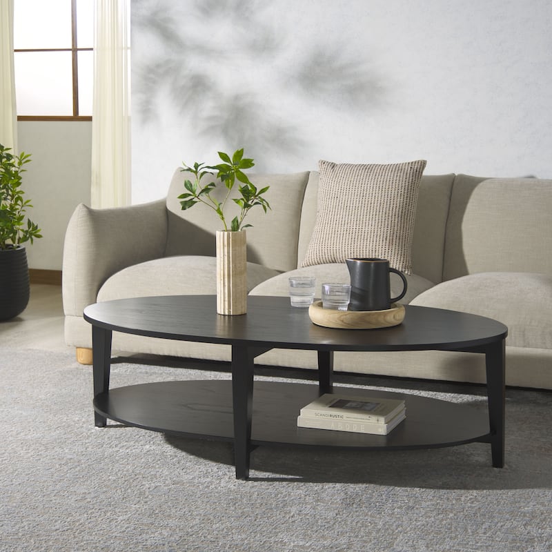 SAFAVIEH Couture Leonardi Oval Coffee Table - 54"W x 31"D x 16"H - Black